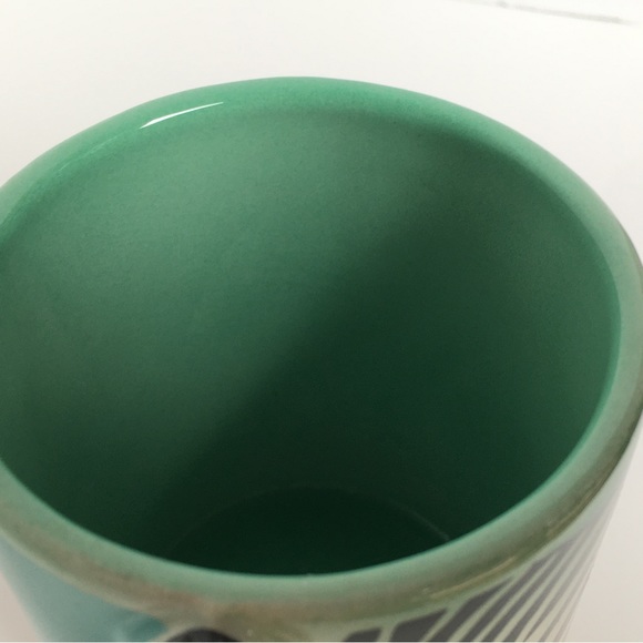 Zebra Mug Neck Handle Black White Green Ceramic Vintage 1988 Five and Dime Cup - Picture 12 of 15